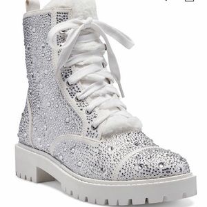 NIB Jessica Simpson Kalirah2 crystal-studded combat booties